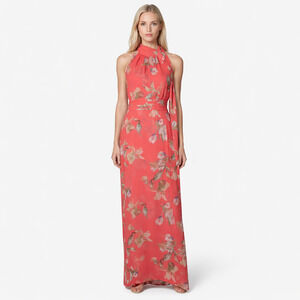 Sachin & Babi Selena Gown Coral Venetia Petals Floral Maxi Dress 8 New